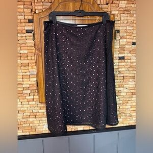 Vintage 90’s Elliot Lauren black & pink BROCADE fit & flare a line skirt sz 14